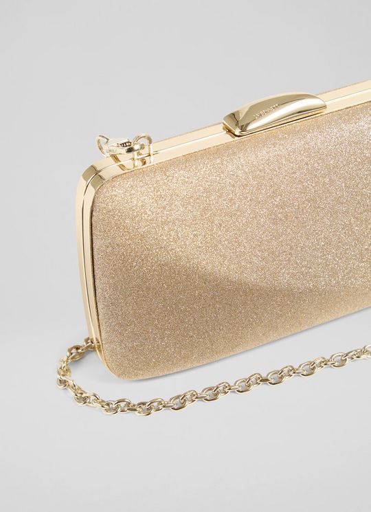 Charlotte Champagne Glitter Oloid Box Clutch Bag