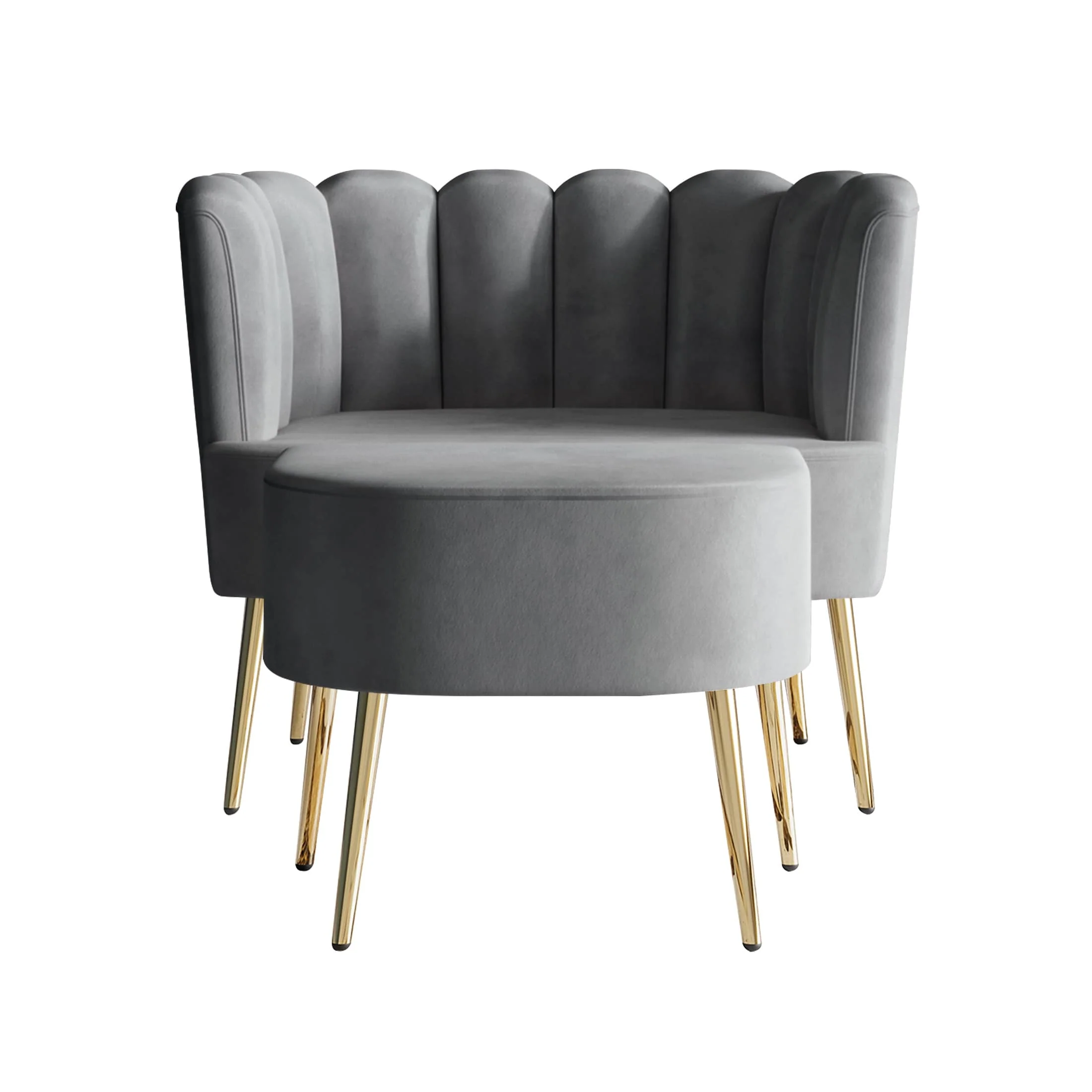 CraftPorch Luxurious Velvet Upholstered Accent Chair with Stool