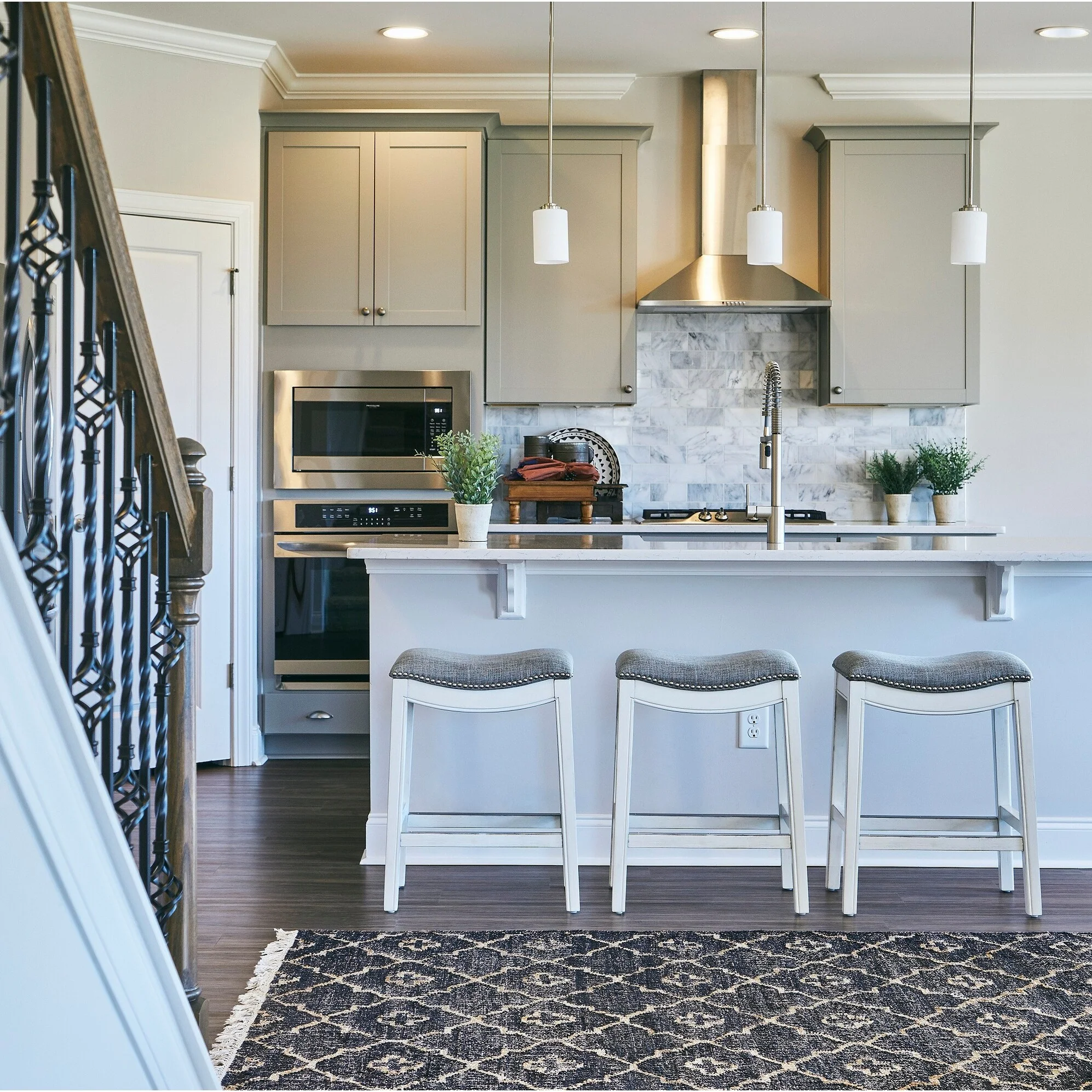 The Gray Barn Kelpie River Whitewash 26 Counter Height Stool with Gray Upholstered Seat