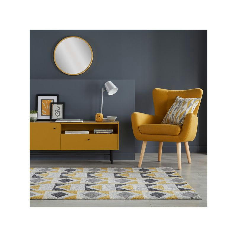 KODIAC - Tapis de chambre en polyester ocre 160 x 230