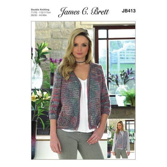 James C Brett DK Cardigan and Waistcoat Pattern JB413