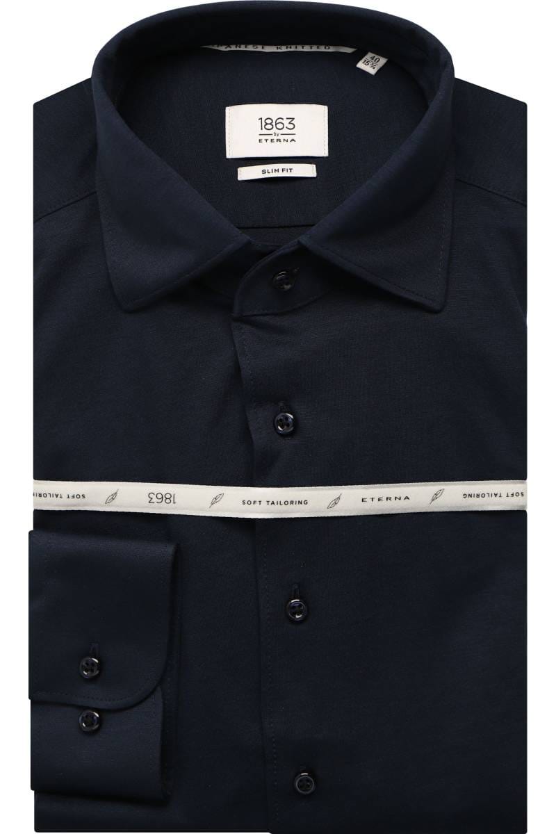 ETERNA 1863 Slim Fit Jerseyhemd marine, Einfarbig