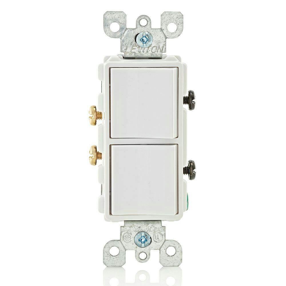 Leviton 05634-740 Decora Dual Single-Pole Combination Switch, Non-Grounding, Residential Grade, White