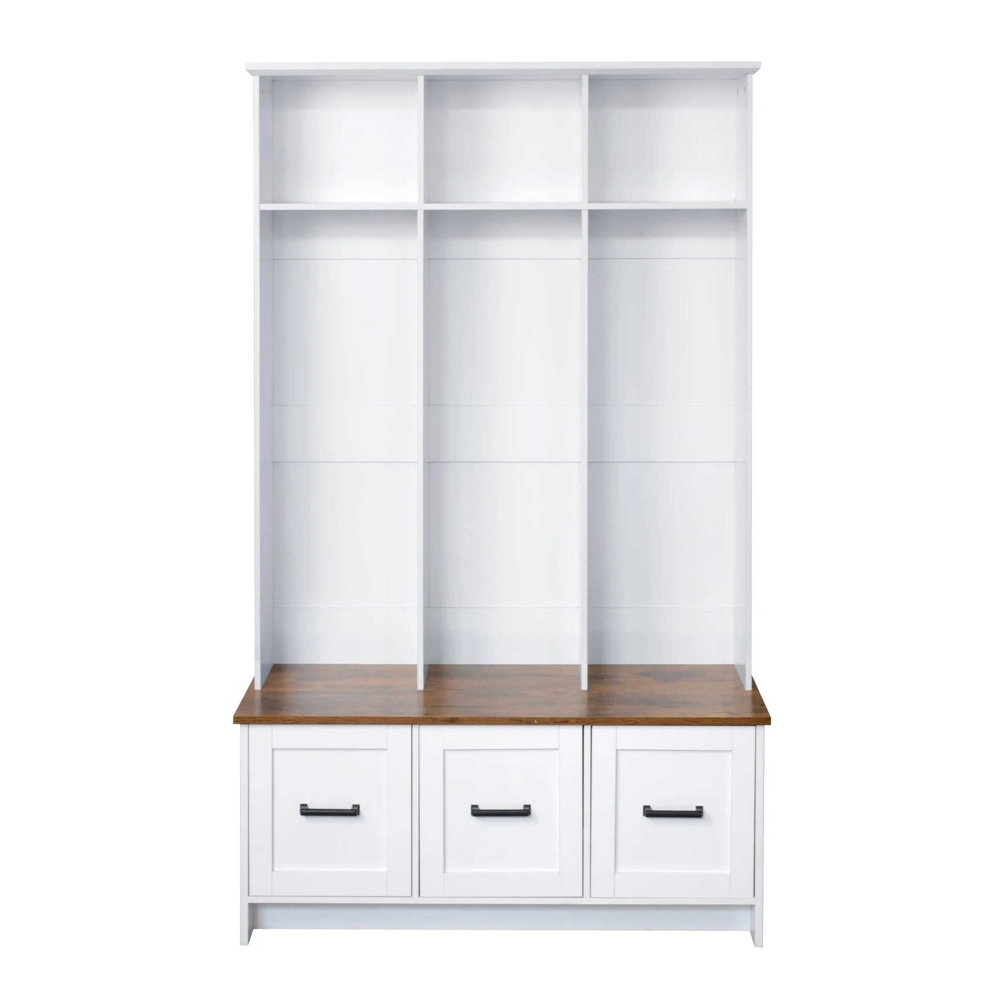 Hall Tree with Bench, 3 Shelves & Drawers for Hallway, Entryway & Living Room - 40.2 D x 17 W x 65.4 H