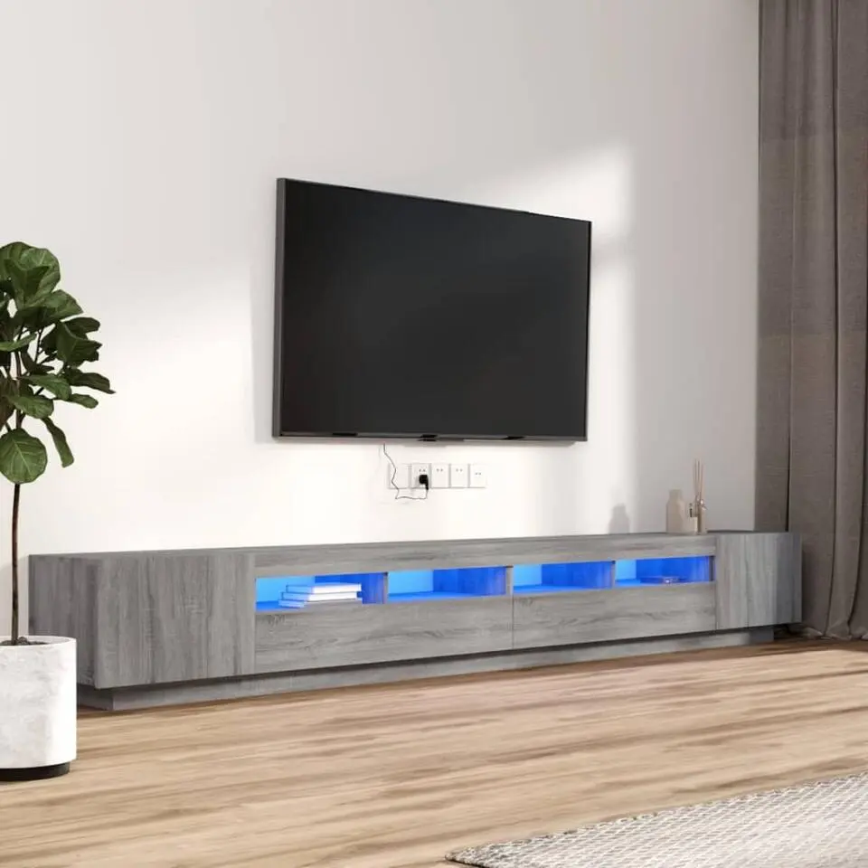 vidaXL - 3-delig TV-meubel met LED en deuren - Grijs sonoma eiken - 100x35x40 cm