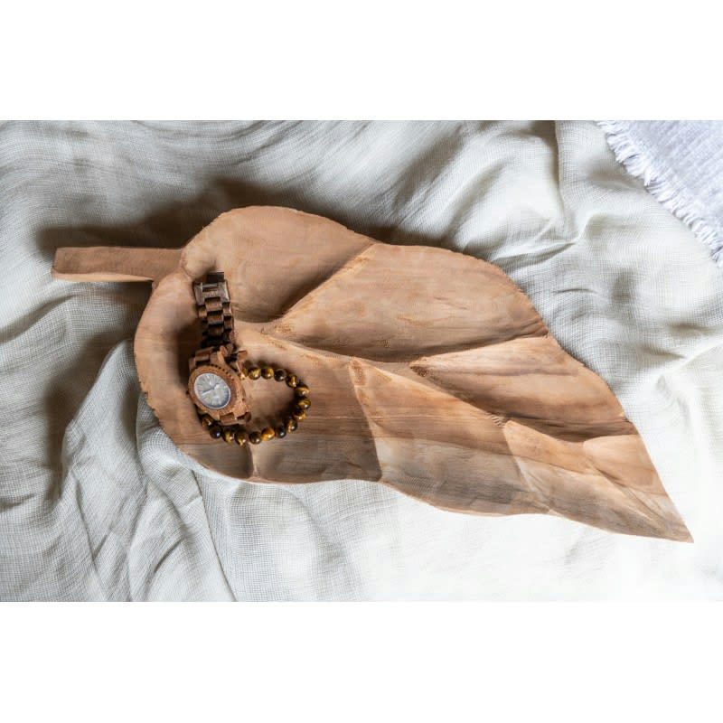 FEUILLE - Plat feuille tek naturel L53cm