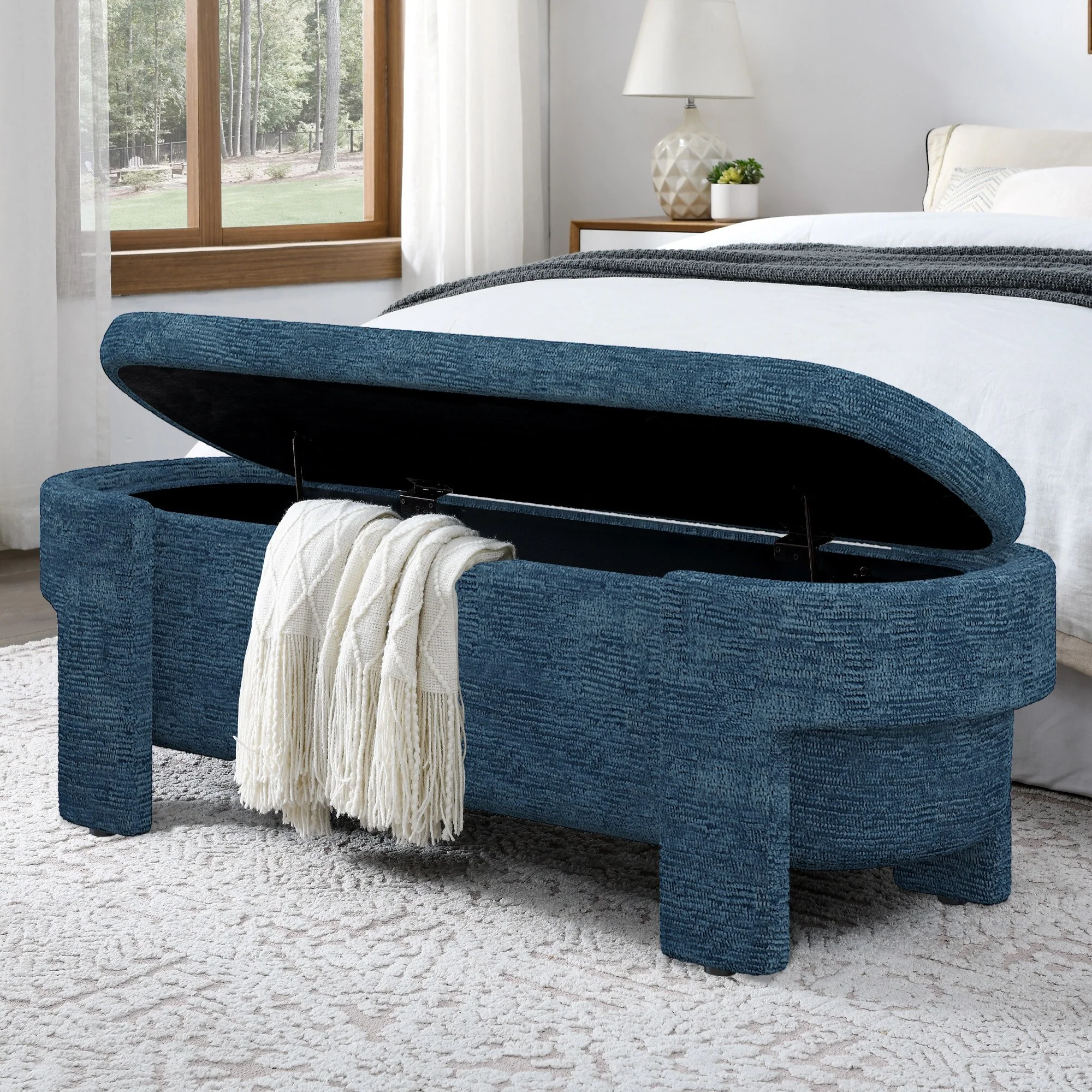 Upholstered Bench with Large Storage Space, End of Bed Storage Bench Ottoman for The Living Room, Entryway