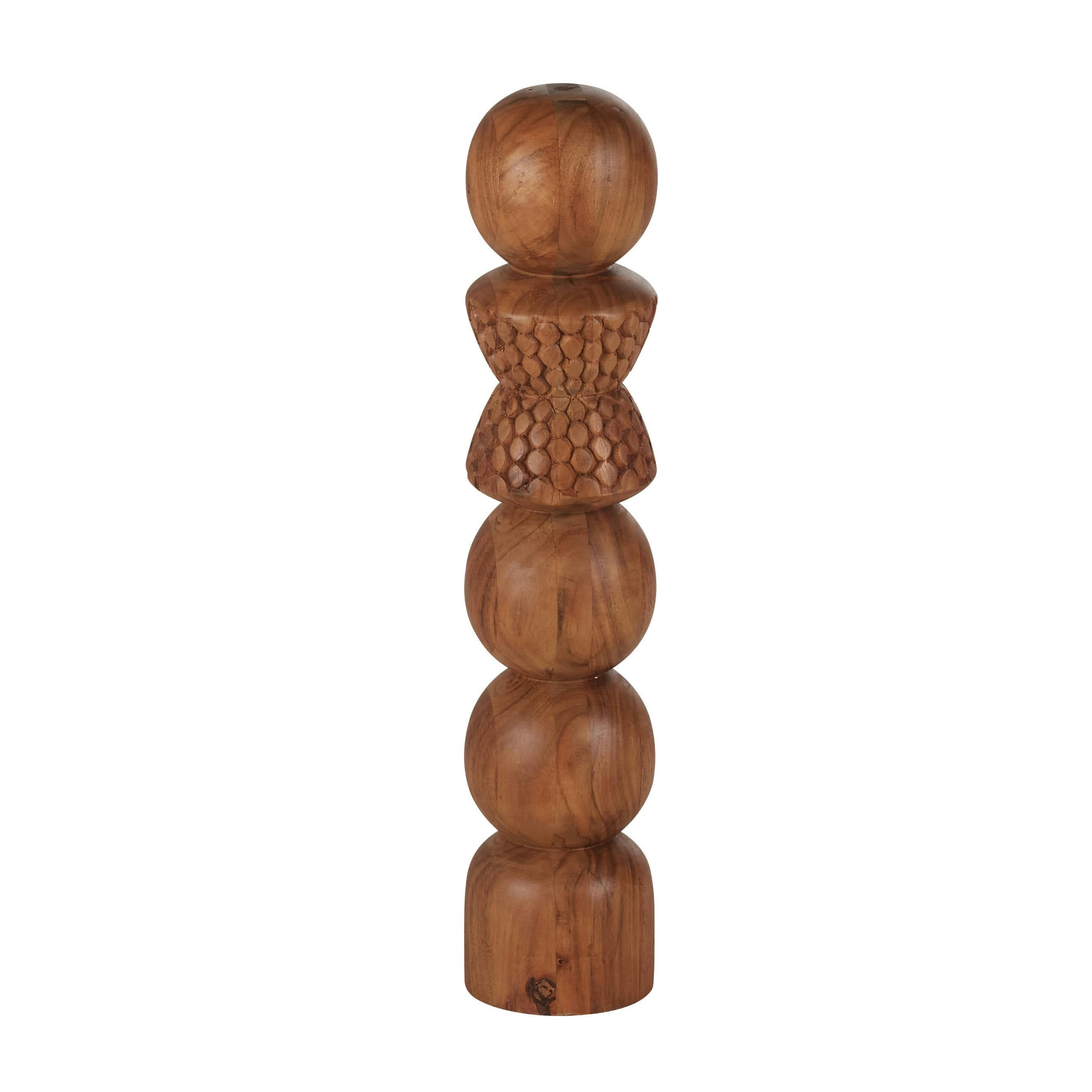 ARRONDA - Statue totem en bois d'acacia gravé H60