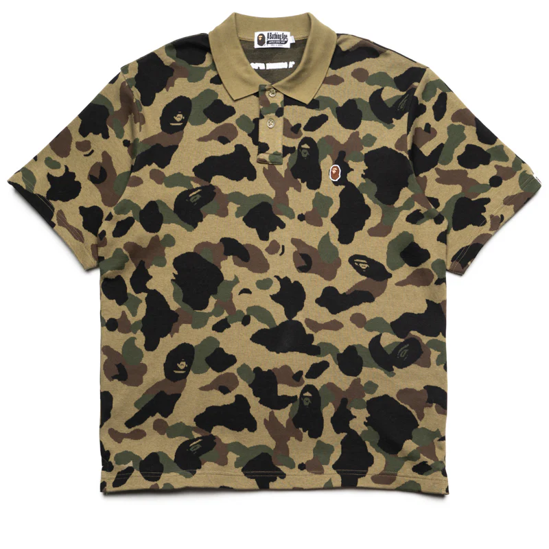 A Bathing Ape 1st Camo Jacquard Relax Fit Polo Shirt - Green