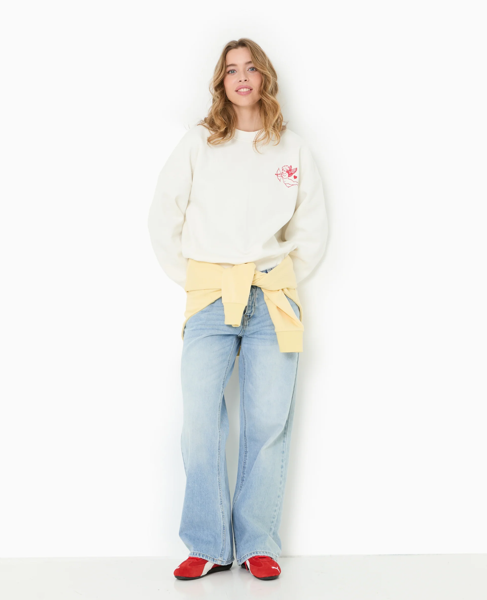 Sweat oversize avec print poitrine et dos