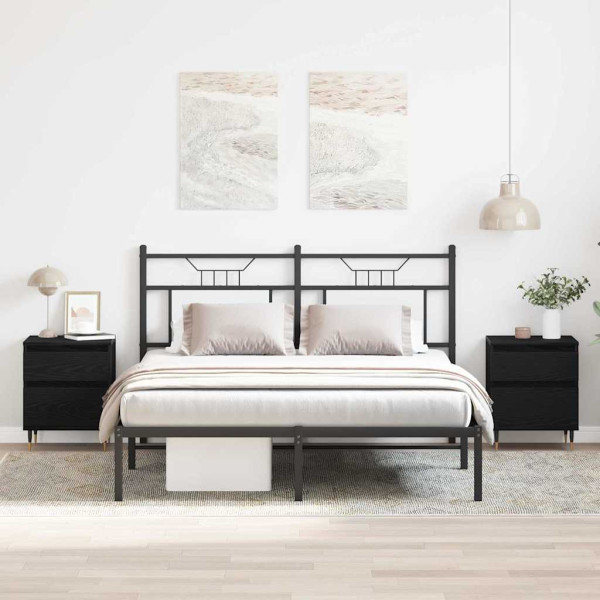 2x Szafka Nocna Czarna Komoda Stolik Półka Nocna Do Sypialni 40 x 35 x 50