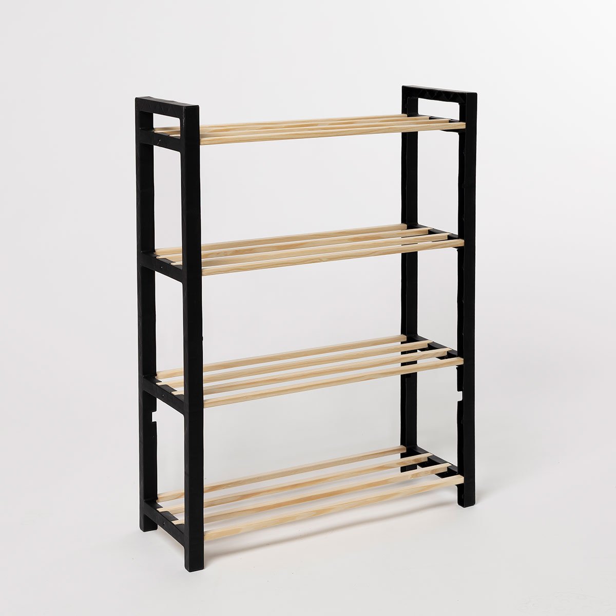 Sapateira com 4 níveis preta em madeira