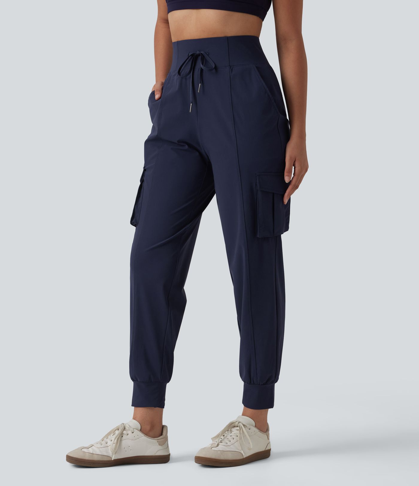 Jogging cargo décontracté à séchage rapide effet frais InstantCool taille haute avec cordon de serrage et poches, protection solaire UPF40