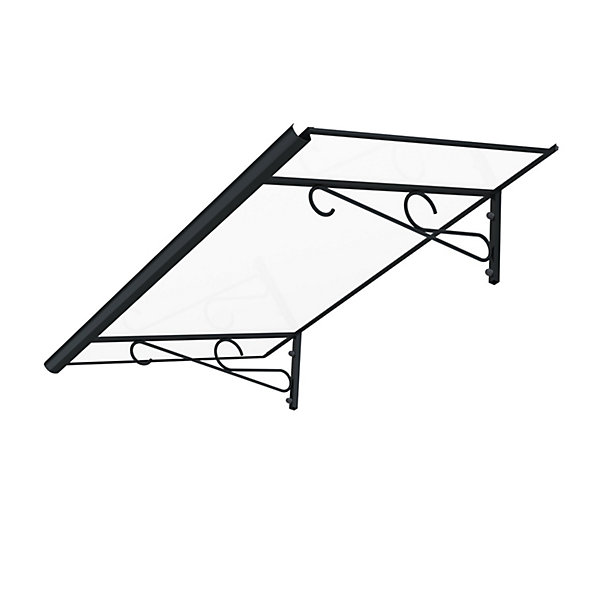 ARCTOM Auvent Fosti 140x79, couleur anthracite RAL7016, plaque incolore, polycarbonate solide