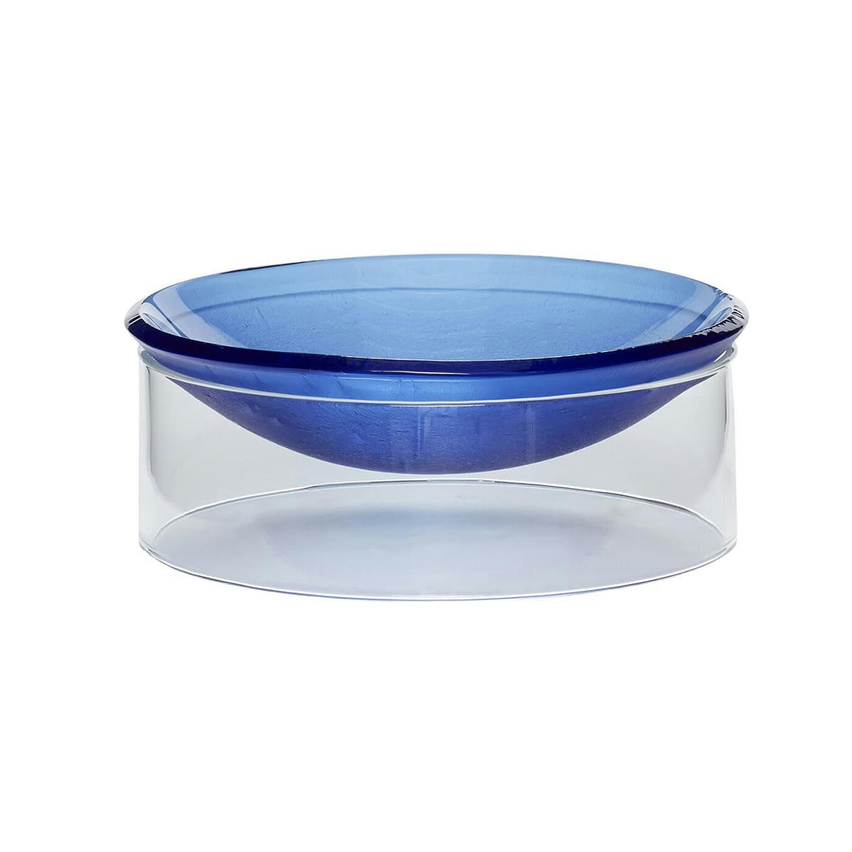 FLOW - Bol en verre transparent et bleu