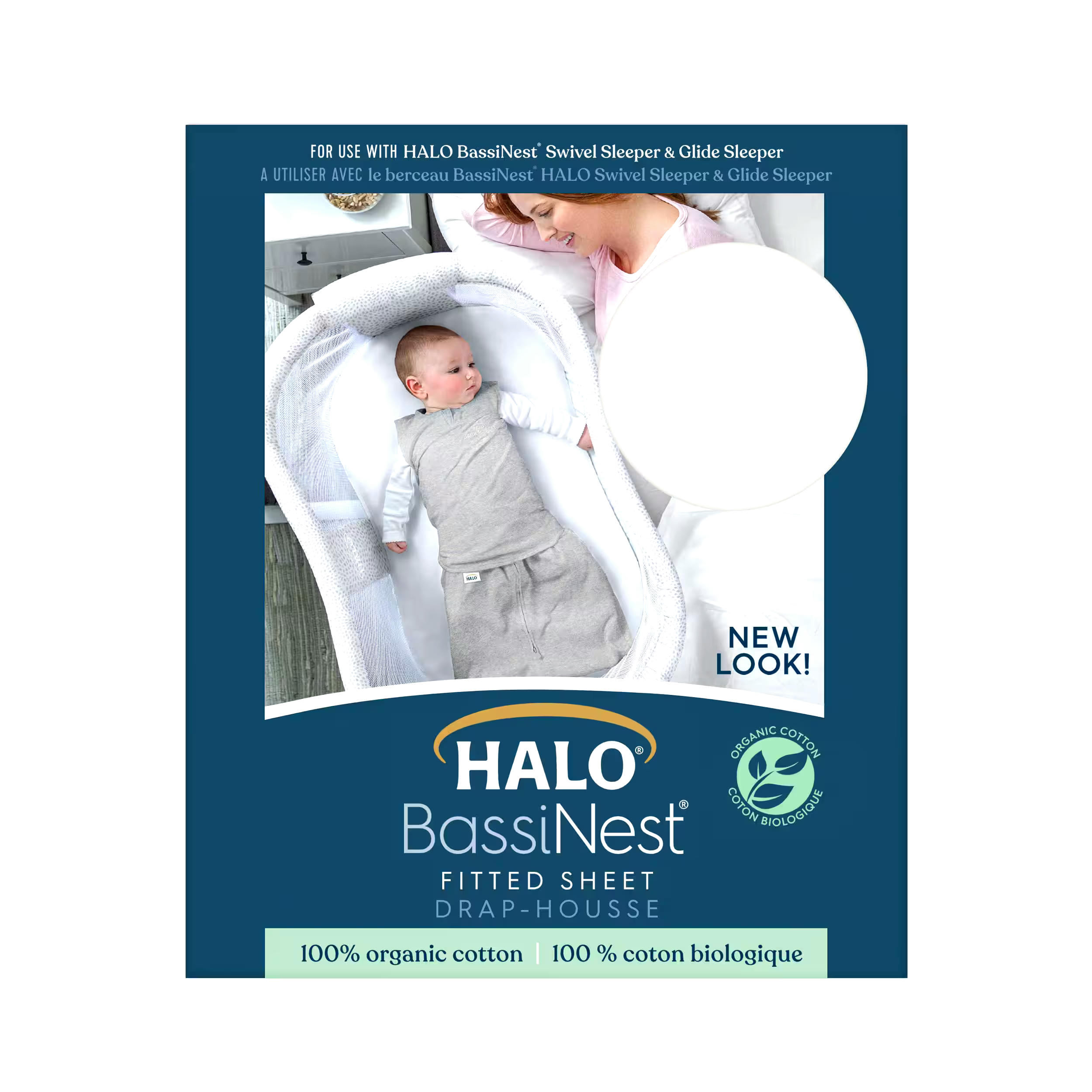 Halo BassiNest® Cotton Fitted Sheet, White