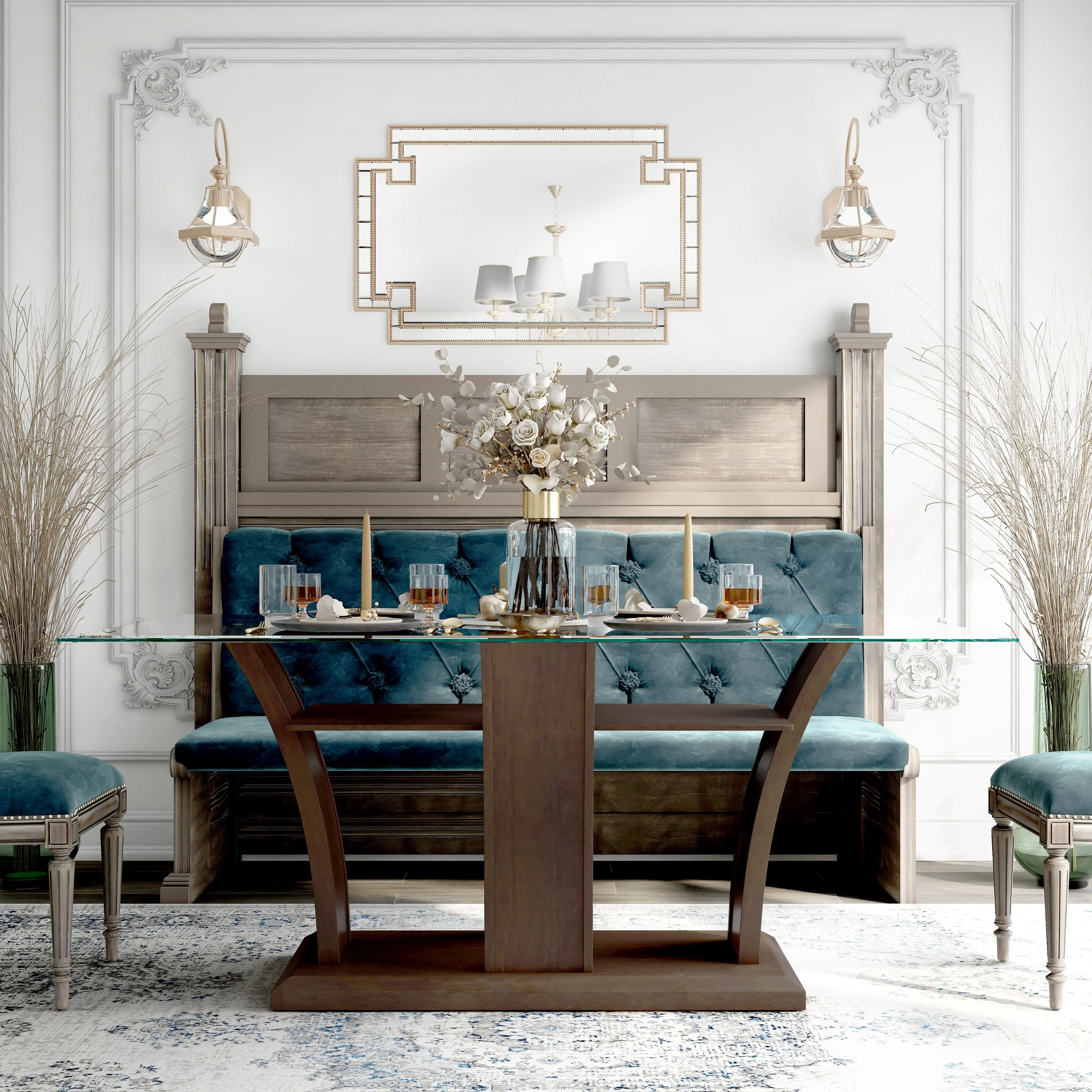 Furniture of America Bind Contemporary Cherry 72-inch Glass Top Dining Table