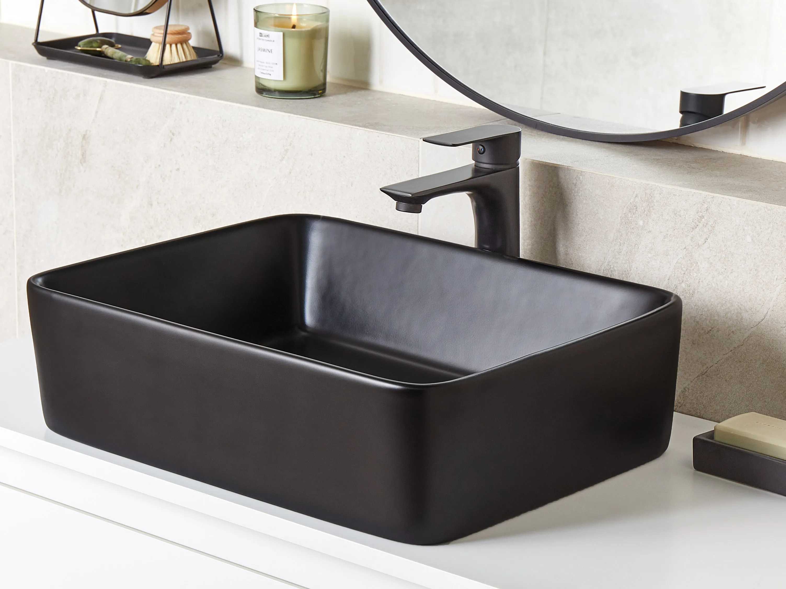Countertop Basin TRAVESIA 490 x 380 mm Ceramic Black