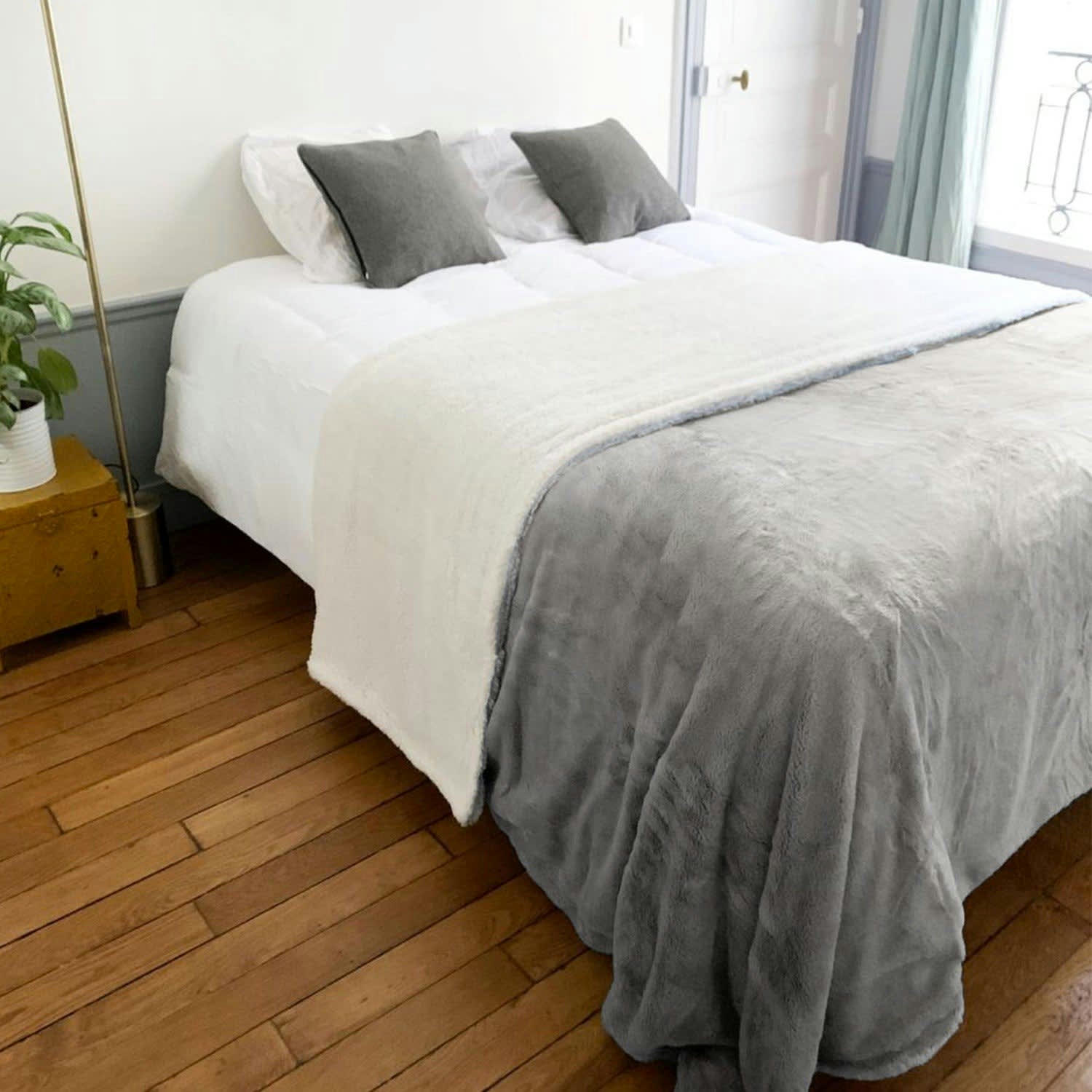 COUVERTURE - Couverture plaid XL doublée imitation 