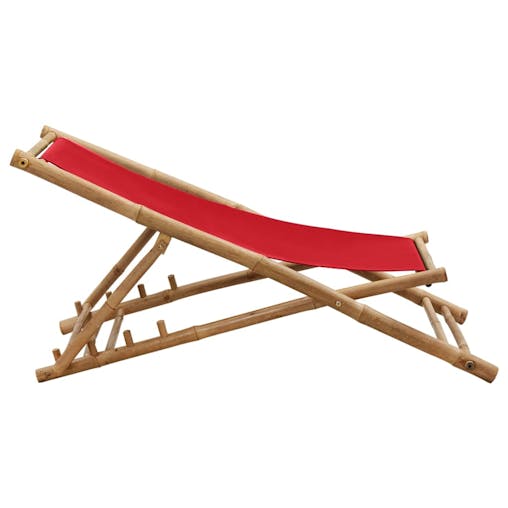 NNEVL Deck Chair Bamboo and Canvas Red
