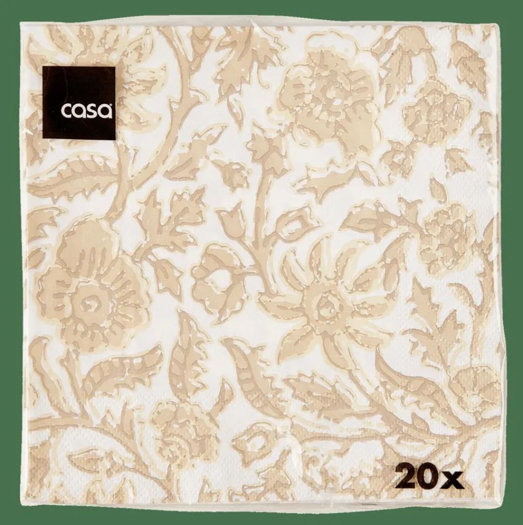 Serviettes^CASA HENNA FLOWER Set De 20 Serviettes Rouge, Beige