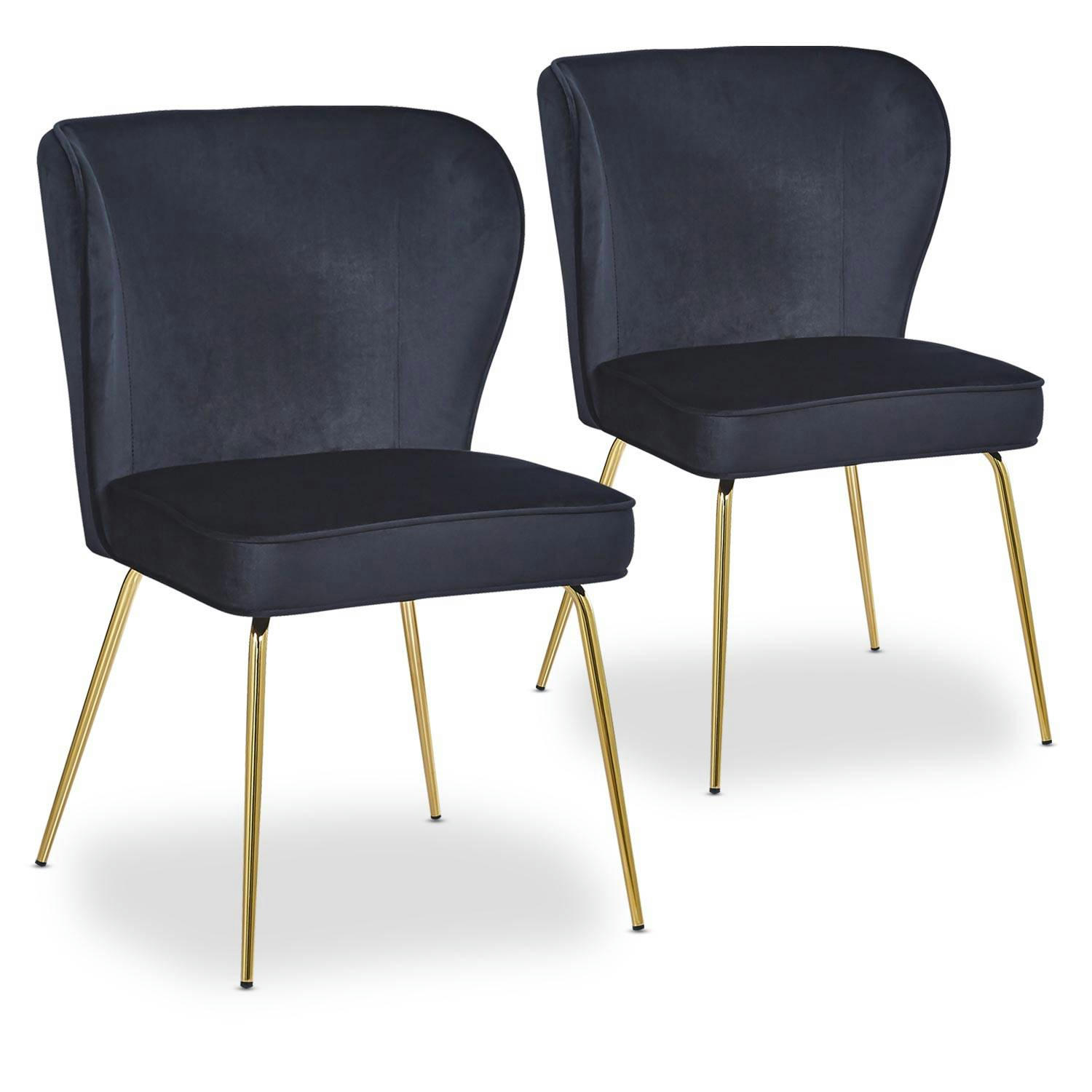 ELSA - Lot de 2 chaises gold velours noir