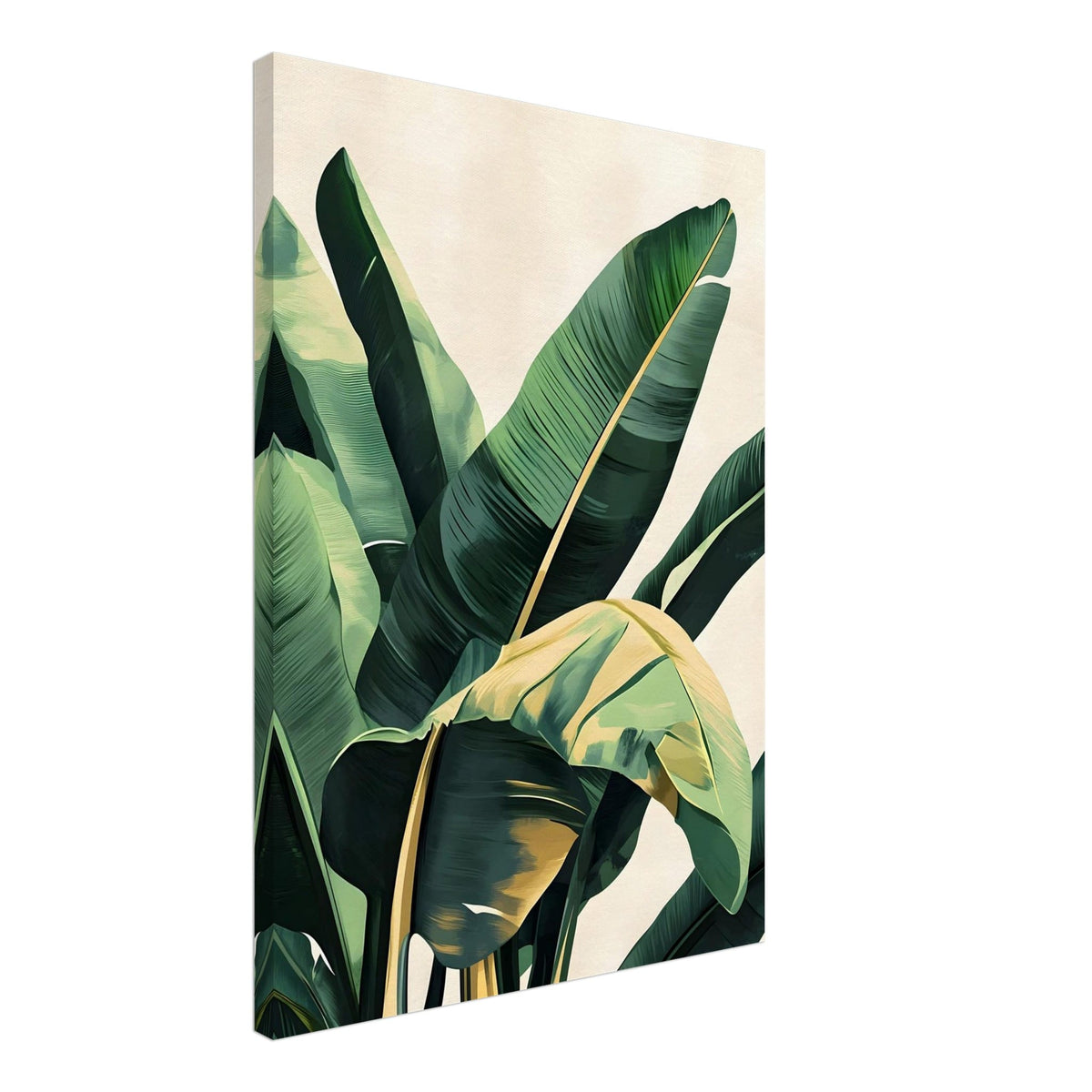 Artfulprints Canvas Tropical green leaves canvas - 50x70 cm - Groen