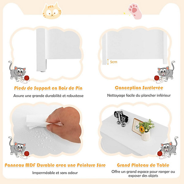 Maison de Toilette pour Chat Armoire pour Chat avec 2 Portes 2 Poches de Stockage Interne Planche réglable
