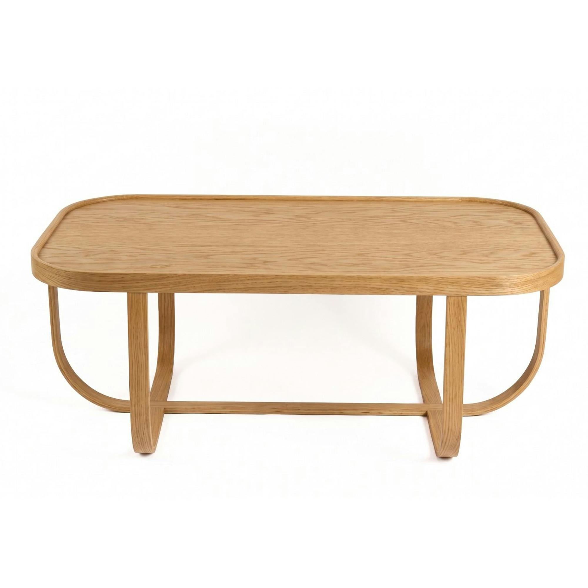 Table basse rectangulaire en bois de hêtre clair à pieds courbés NOMA