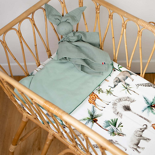 Drap housse berceau en coton Safari