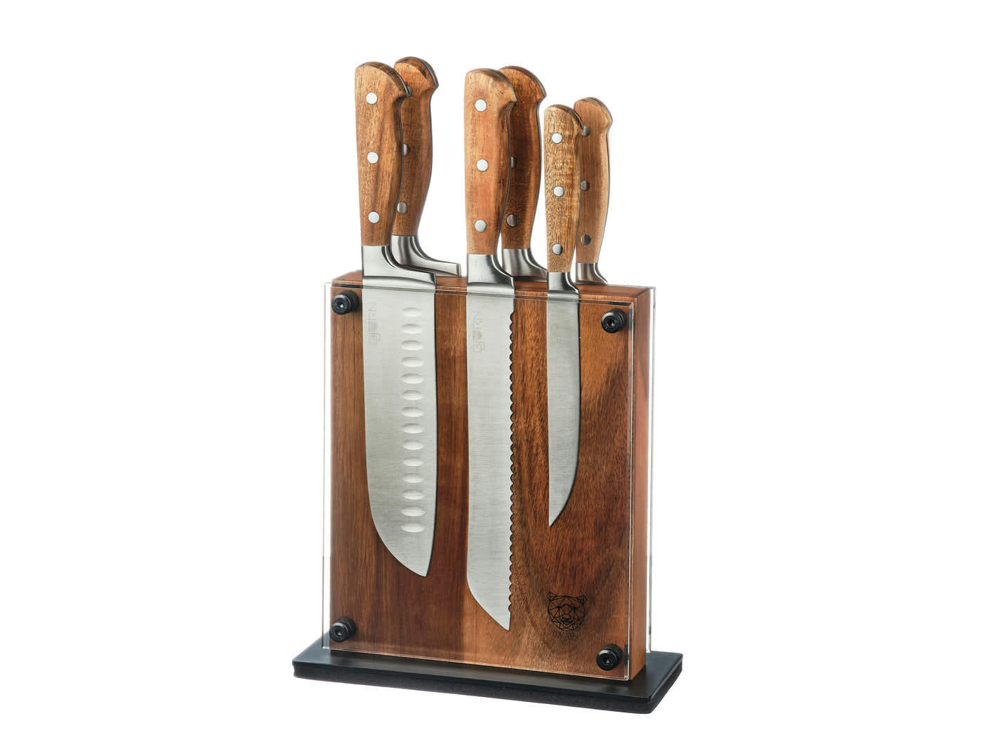 NUDE - Lot de 7 couteaux en inox marron