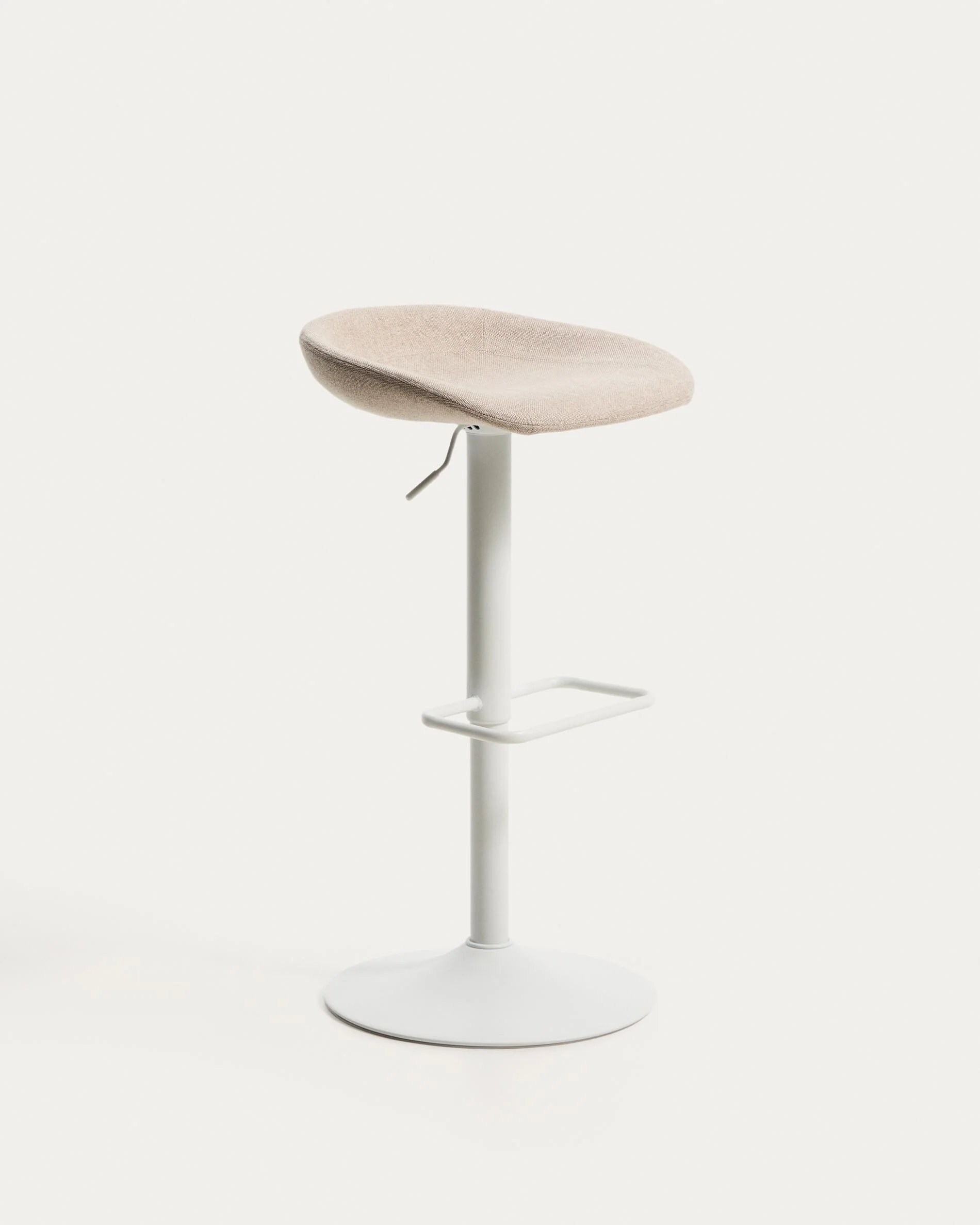 Danua stool in beige chenille and matte white steel 68-89 cm FSC 100%