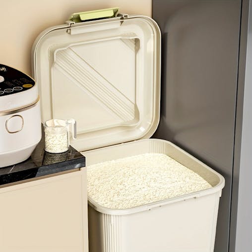 NNETM Rolling Grain Storage Container with Measuring Cup