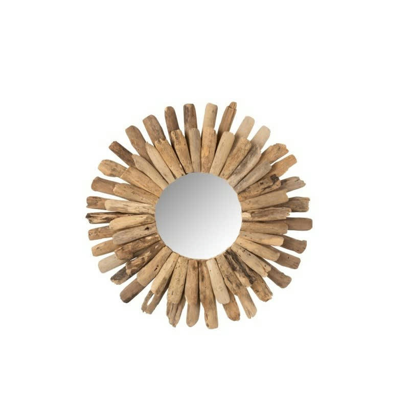 FLOTTÉ - Miroir rond bois flotté naturel H70cm