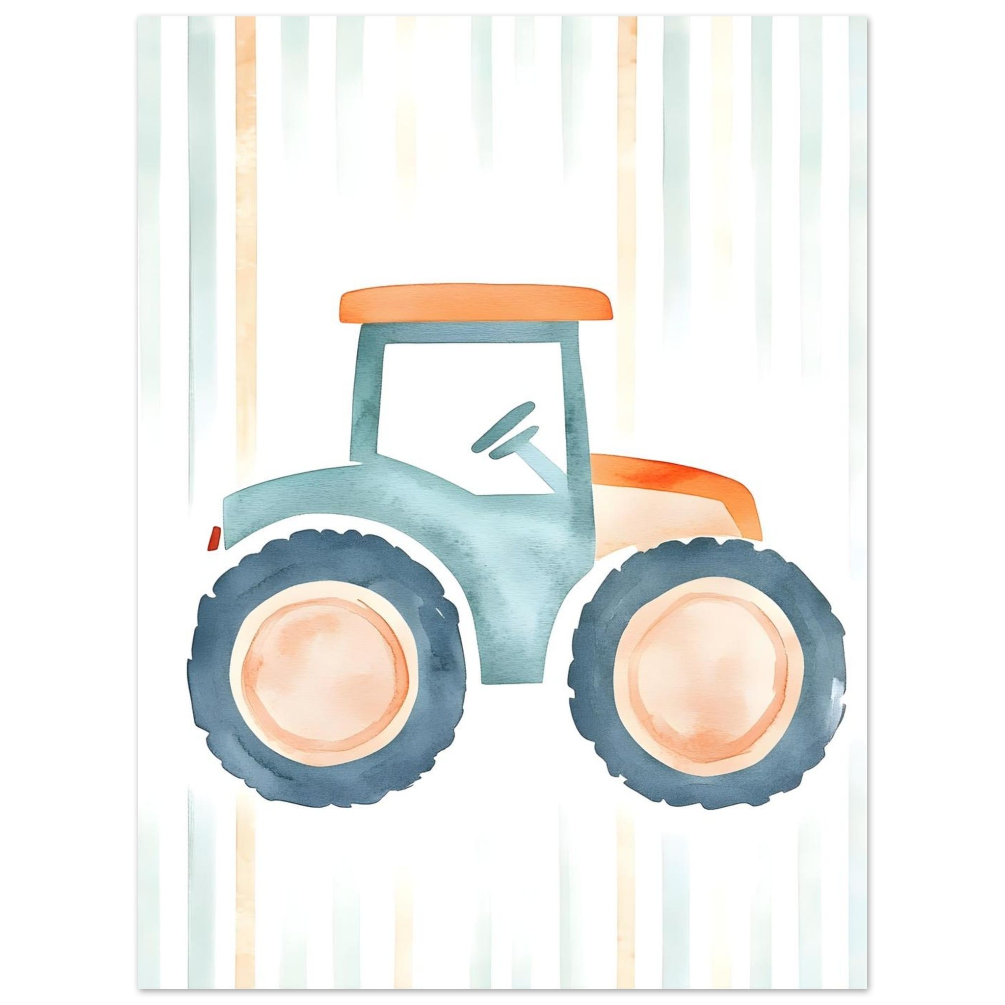 Artfulprints Poster Retro tractor illustratie  - 30x40 cm - Meerkleurig