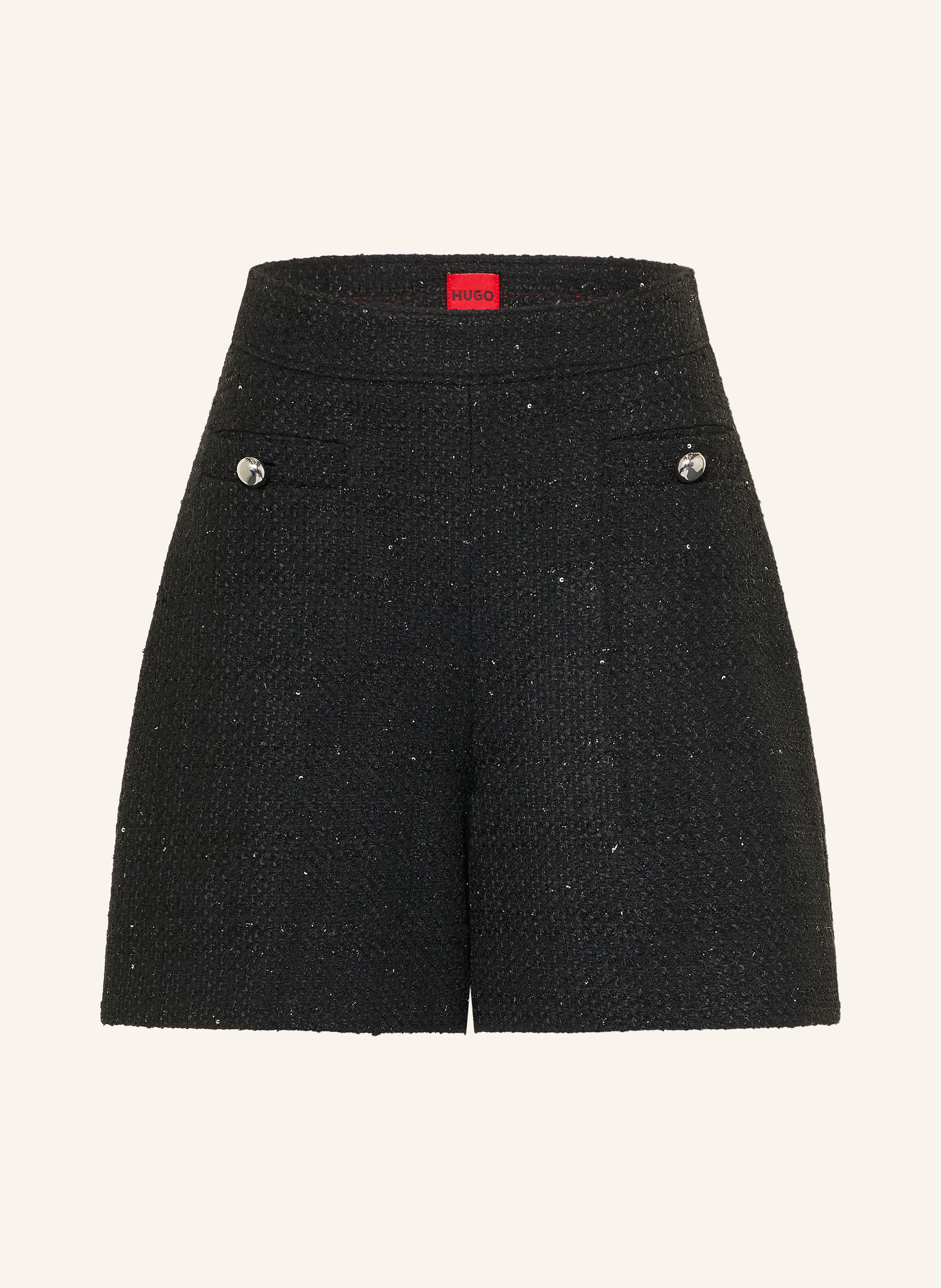 HUGO Bouclé-Shorts HABERI mit Pailletten und Glitzergarn