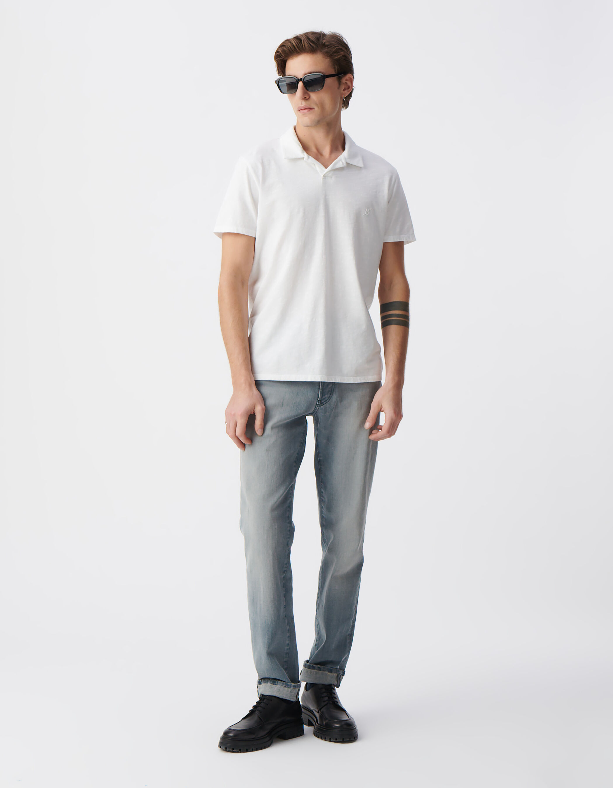 Polo blanc L'Essentiel coton bio flammé Homme