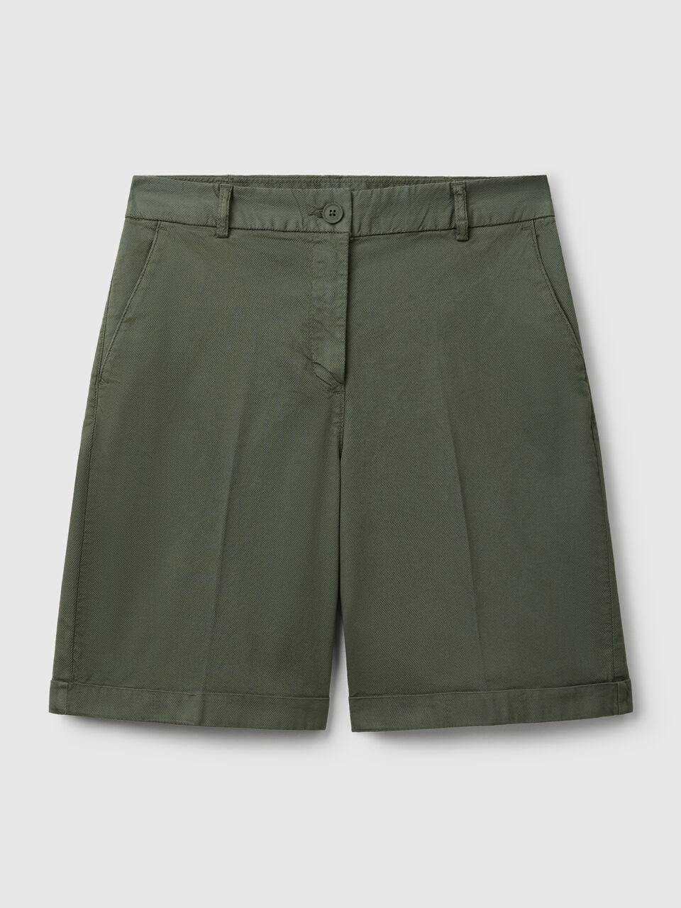 Bermudas with cuff in stretch cotton