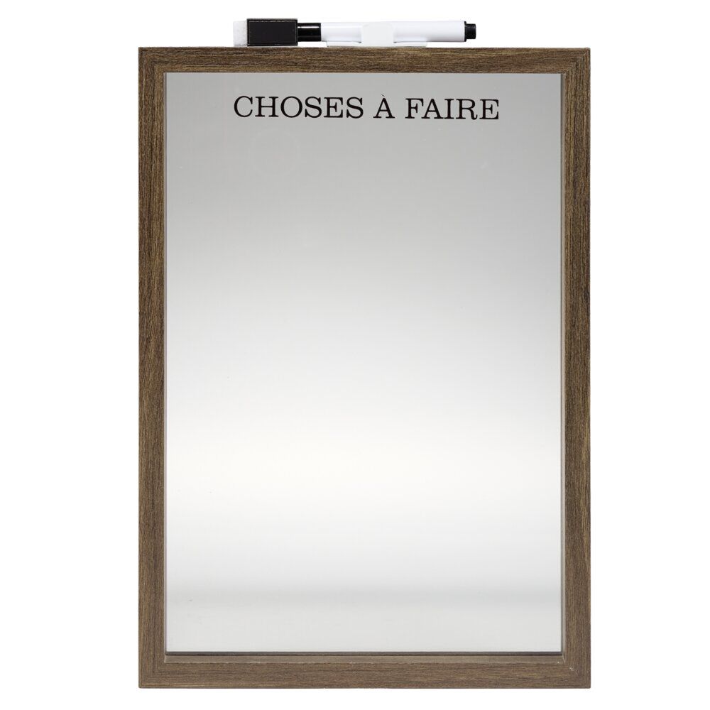 Tableau mémo en verre contour bois feutre effaceur inclus 21x29,7cm