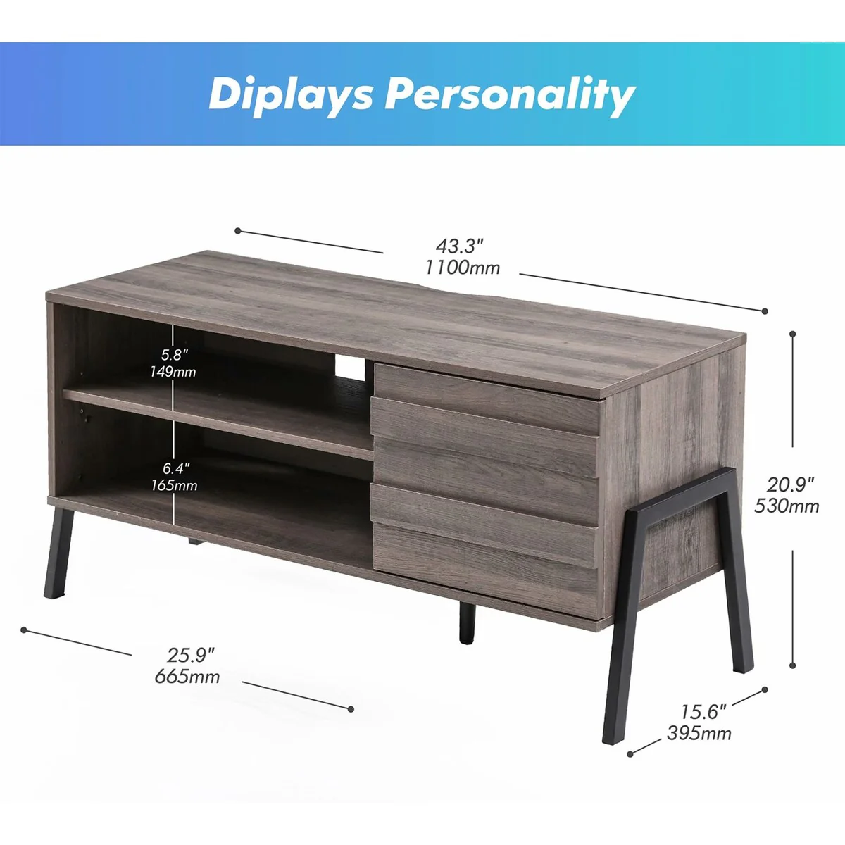 Mid-Century Modern TV Stand Wood TV Console for TV's up to 55 - 42 inches