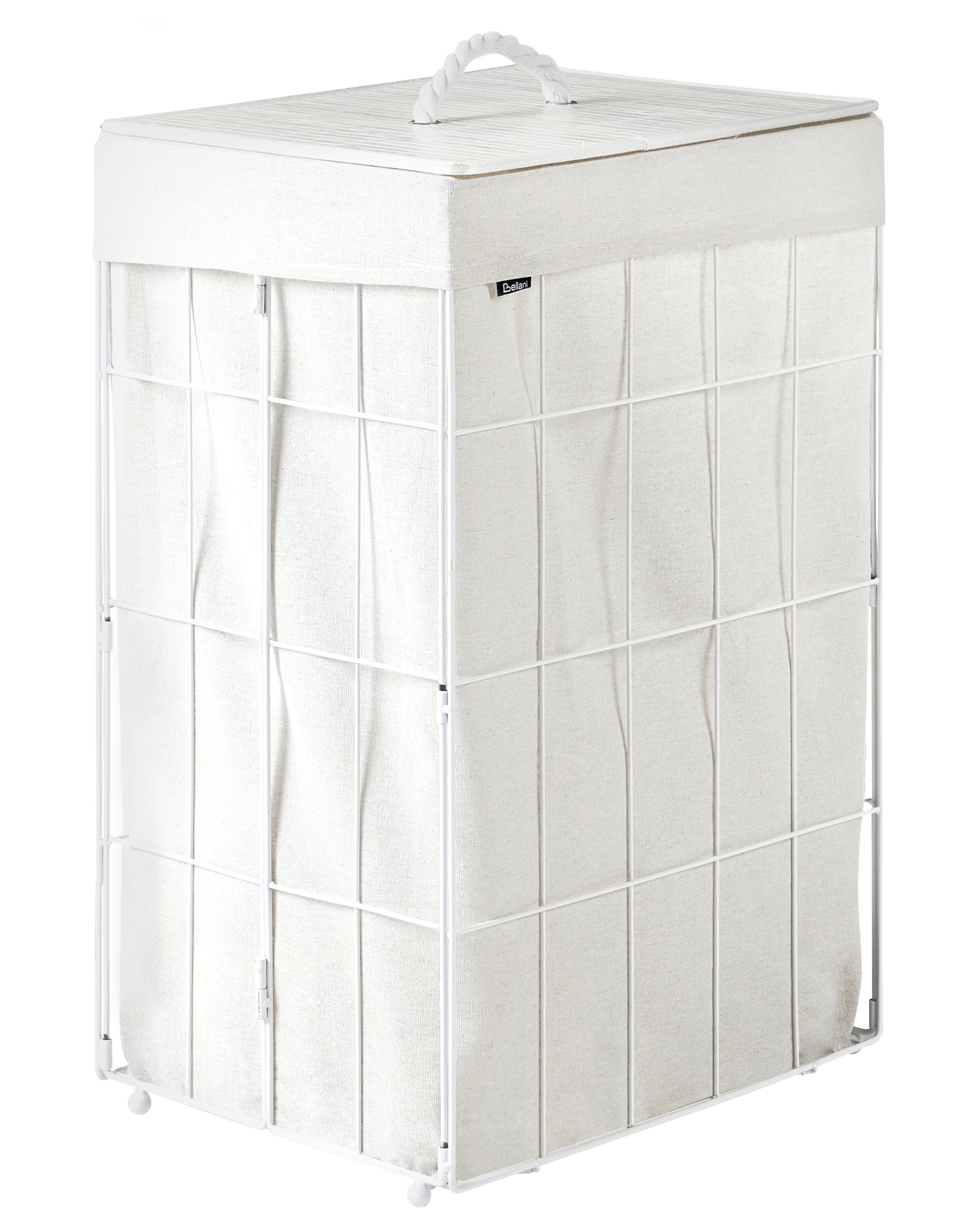Laundry Basket with Lid APOTERI Metal White 100 L