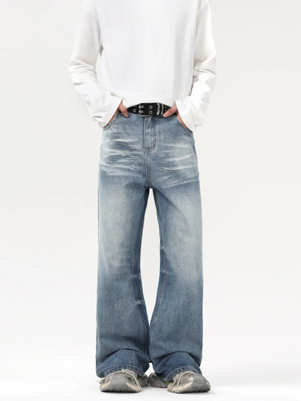 Men's Wash Wide Leg Jeans