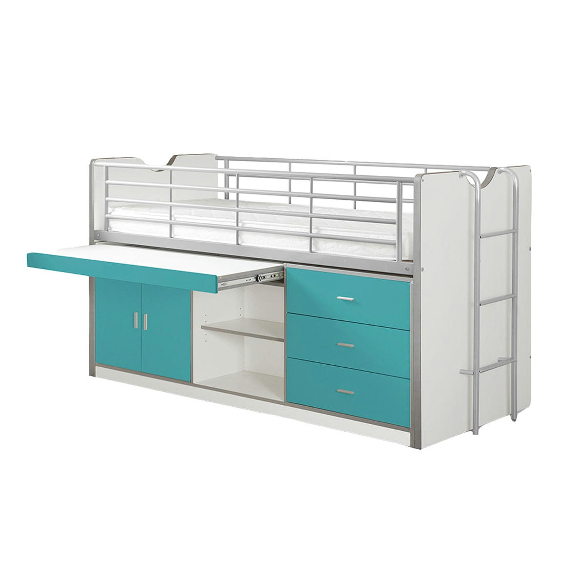 BONNY - Lit combiné 95 90x200 sommier inclus turquoise