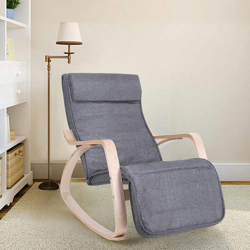 - Fauteuil à bascule moderne imitation lin gris