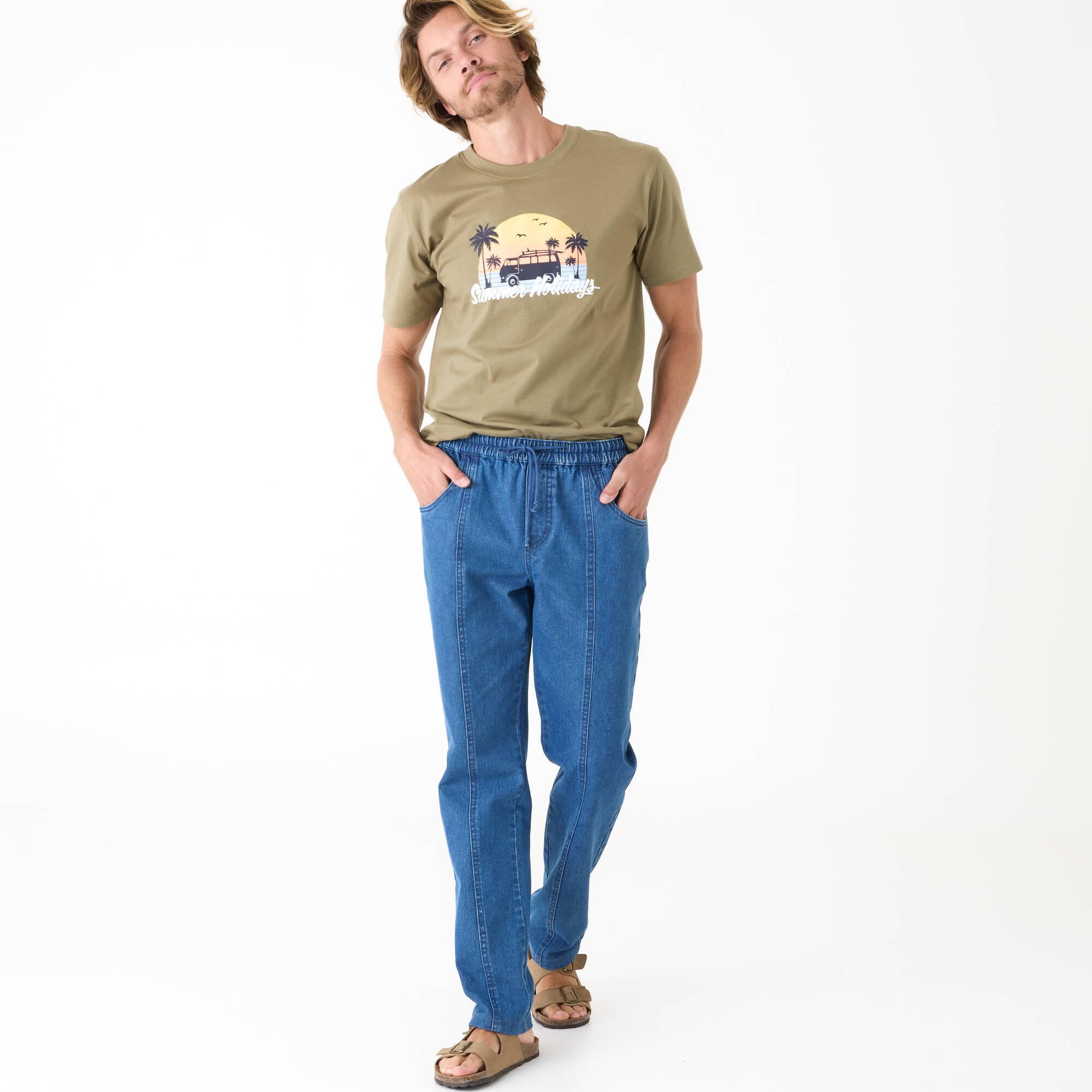 Pantalon denim léger élastiqué