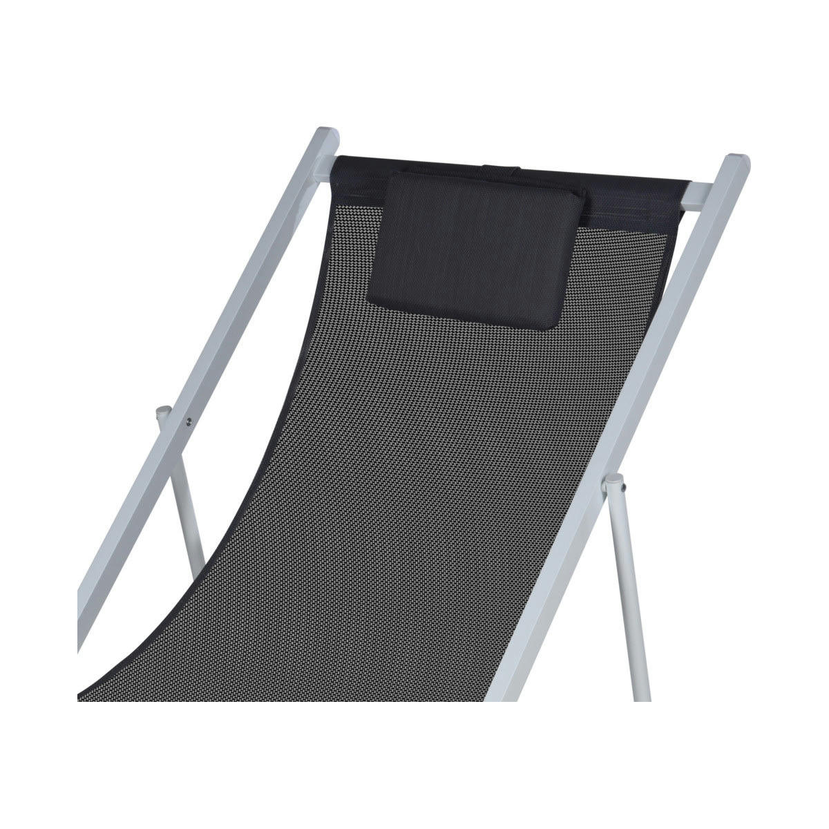 - Chaise longue pliante chilienne blanc et gris anthracite 91x61x101cm