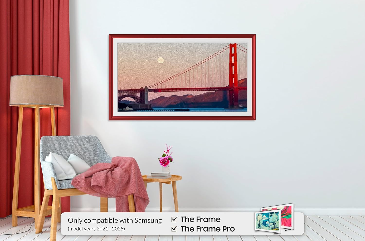 Candy Apple Red Prismatic 75 Alloy Deco TV Frame - Compatible ONLY with Samsung The Frame TV and Pro TVs (Fits 2021-2026  LS03A  LS03B LS03C LS03D LS03FA LS03FW)