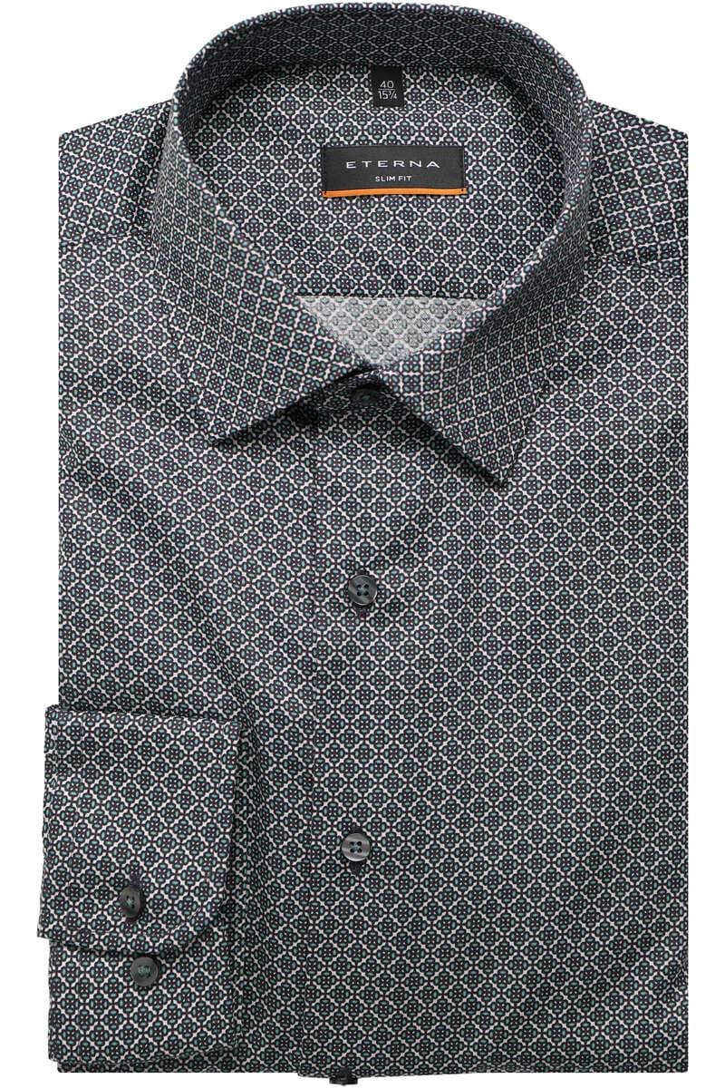 ETERNA Slim Fit Hemd grün, Bedruckt (extra langer Arm)