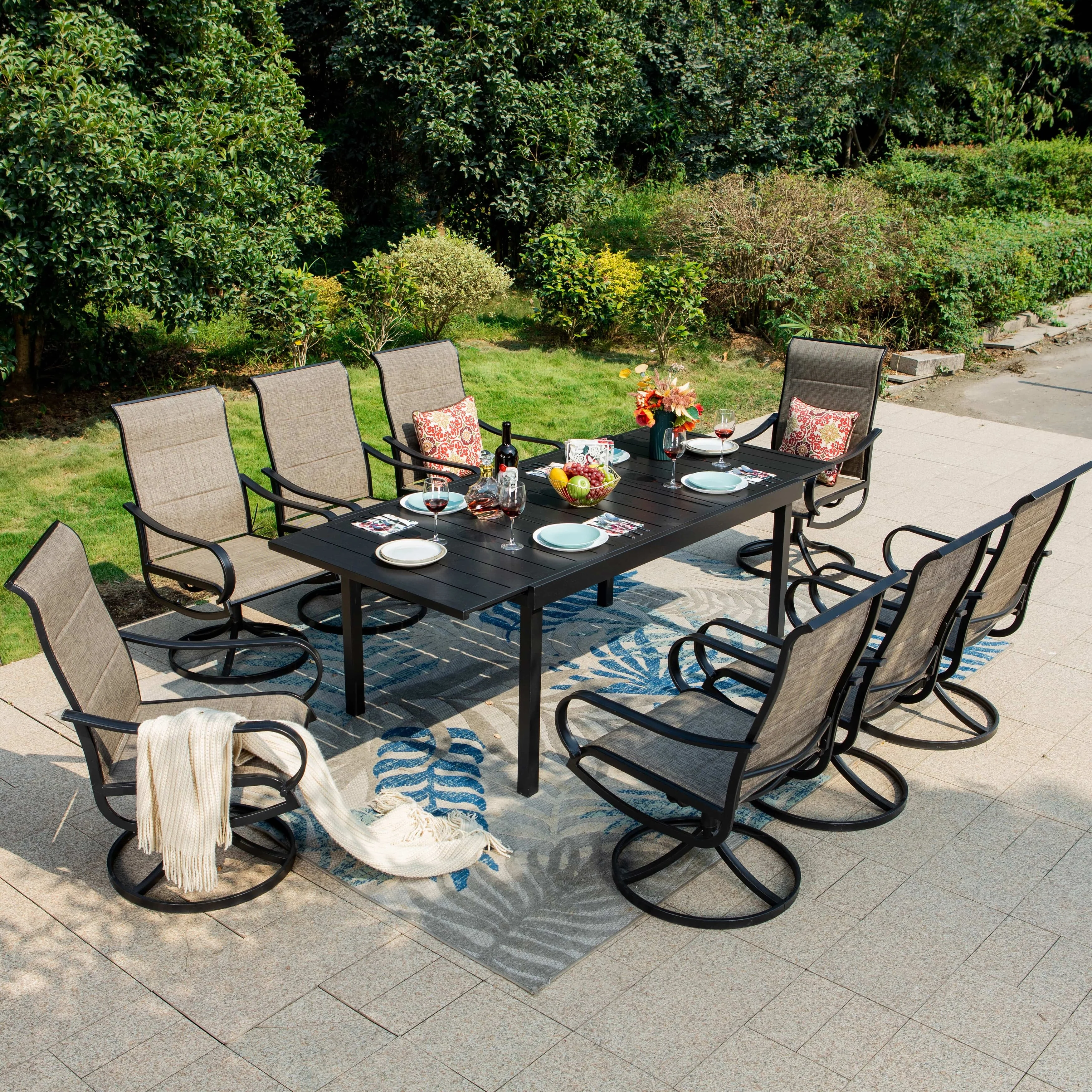 MAISON ARTS 7/9-Piece Patio Dining Set with Extendable Table
