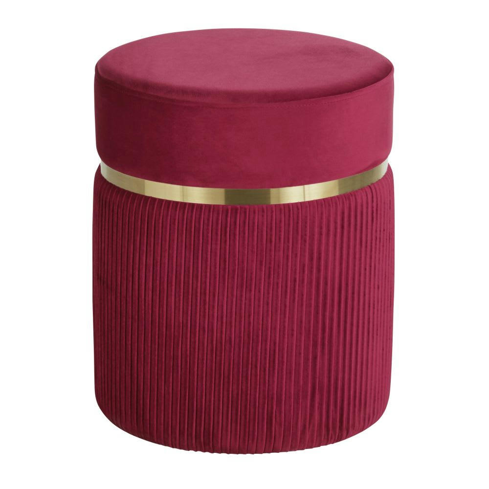 - Pouf en velours rose framboise